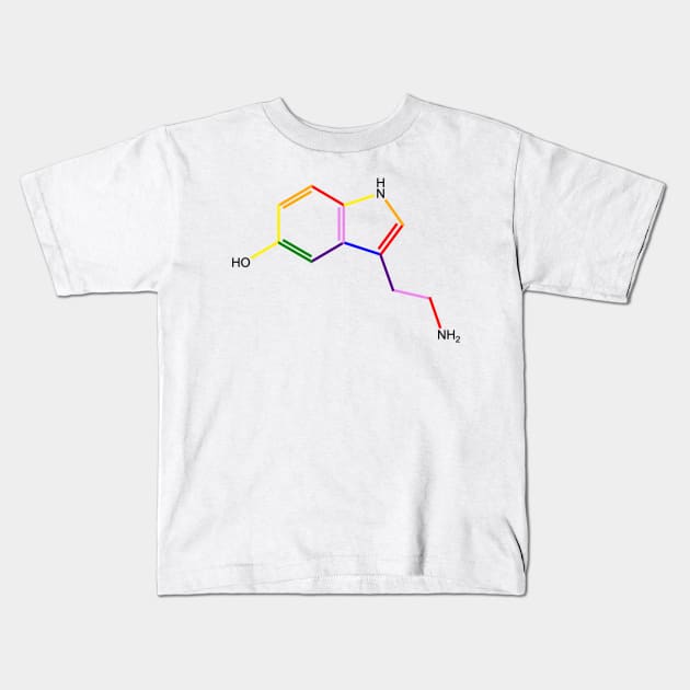 Serotonin Rainbow Molecule Chemistry Kids T-Shirt by ChemECool